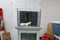 20190726 043711  We bought a Waterbox 40AIO from Facebook Marketplace with the intention of attempting a small foray into the saltwater aquarium world, however we ultimately concluded that we want to place the saltwater aquarium where the FW 90 is currently located in the family room (And we do not like the huge amount of light spillage of the rimless tanks with very bright reef lights in the family room near the TV). Therefore we are going to split the freshwater 90 into a 65 gal in the 'sitting room' and this 40AIO in the home office.