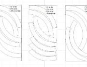 PlywoodCuts  I used 3rdPlanit CAD to try to figure out the optimal plywood cuts for the helix.  The helix will be constructed with two overlapping layers of 15/32" sanded plywood and it will be 4.5 revolutions.The left option would take 36 1/4 arc segments and require eight 4x8 sheets of plywood. The middle option will require 24 1/4 arc segments and 16 1/5 arc segments and it would require six plywood sheets.  The right option (1/3 arcs) will require 27 1/3 arc segments and nine plywood sheets (and waste the most plywood).
